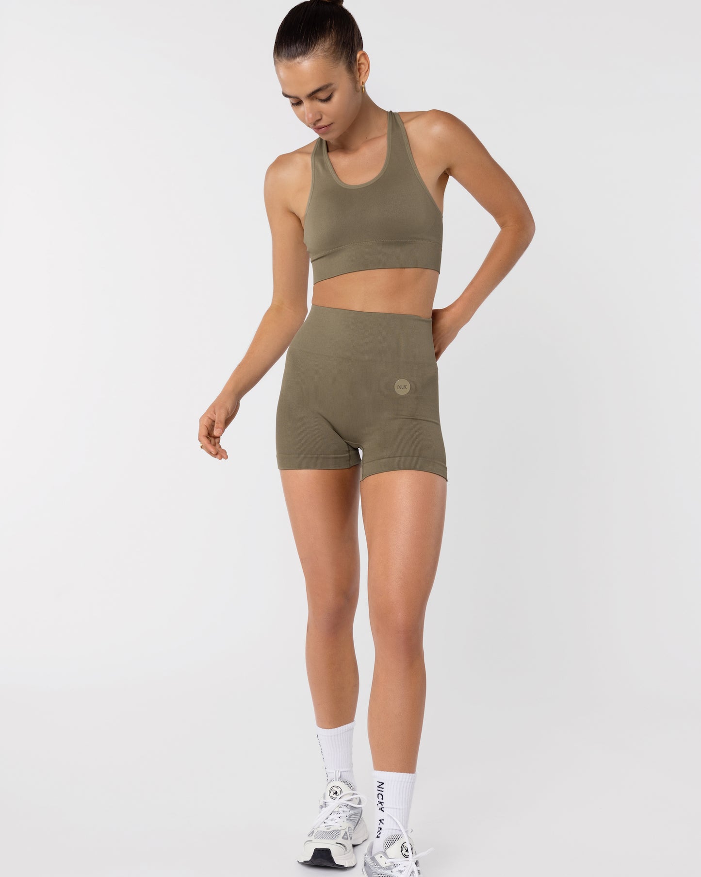 4" Seamless Biker Shorts - Olive Green