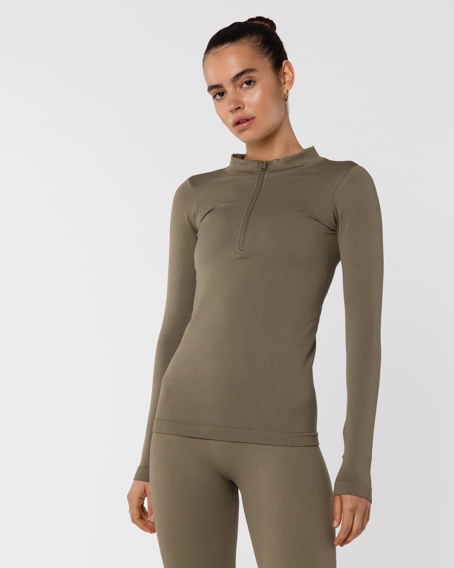 Seamless Long Sleeve Top - Olive Green