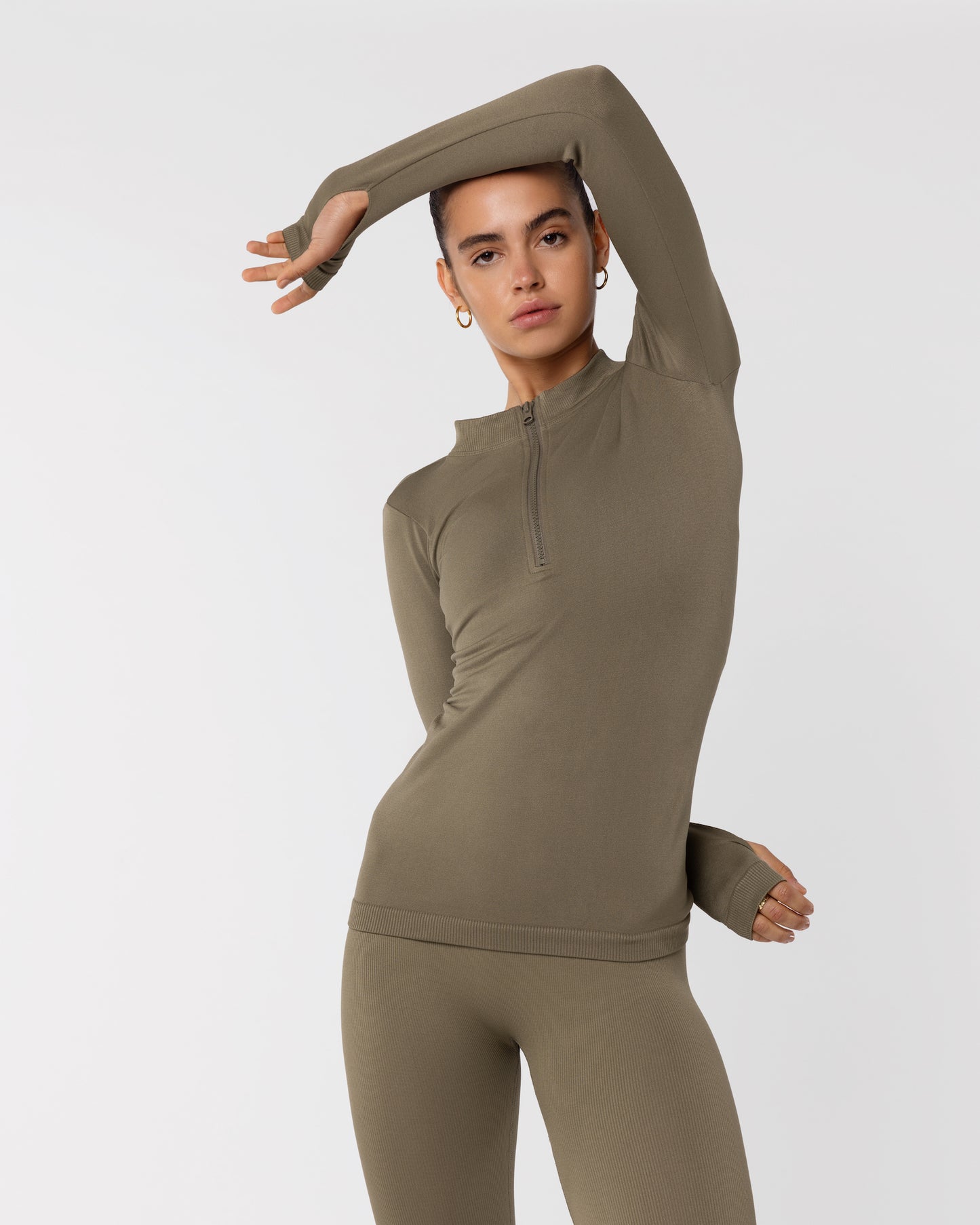 Seamless Long Sleeve Top - Olive Green