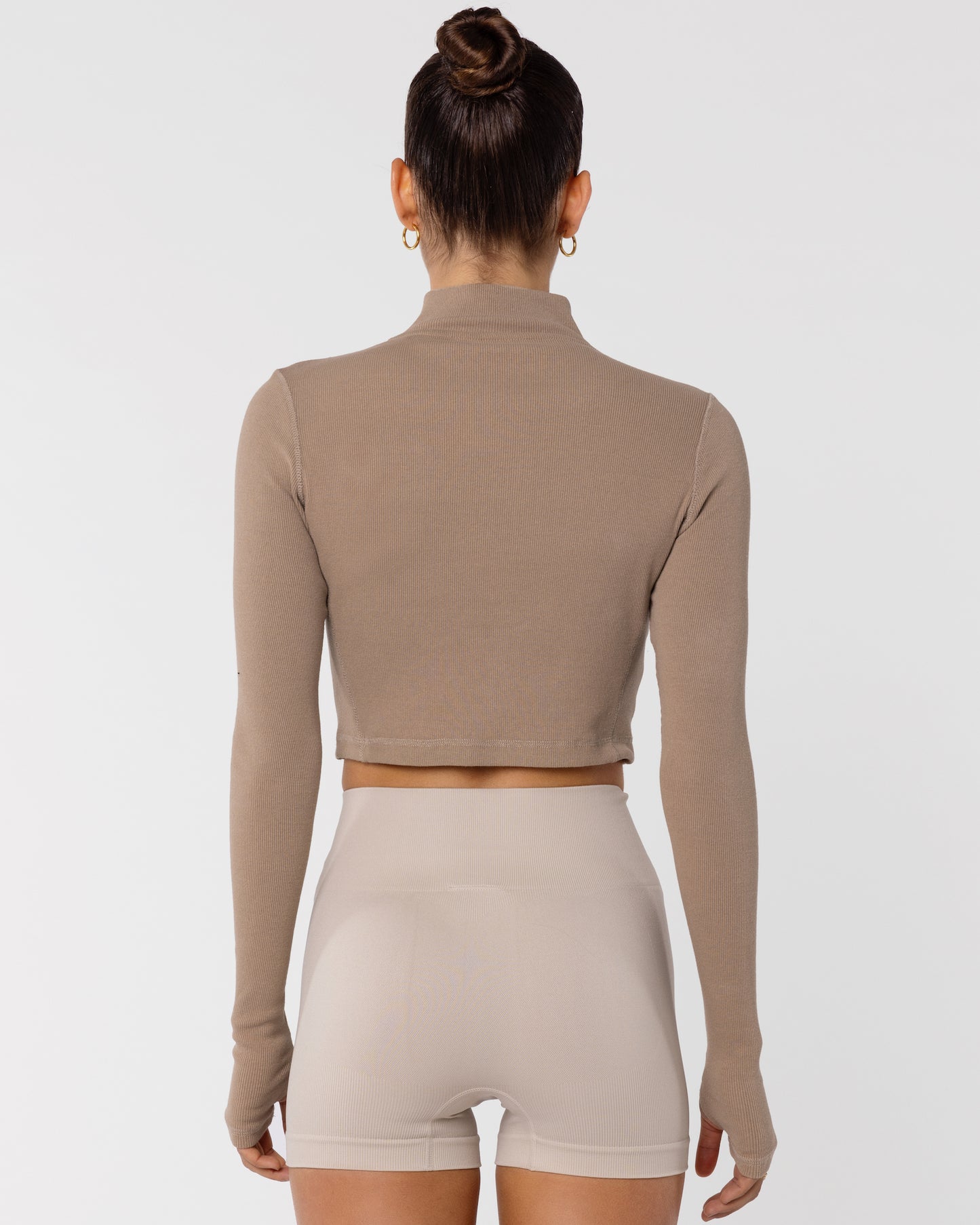 Ariana Long Sleeve Zip Up - Taupe