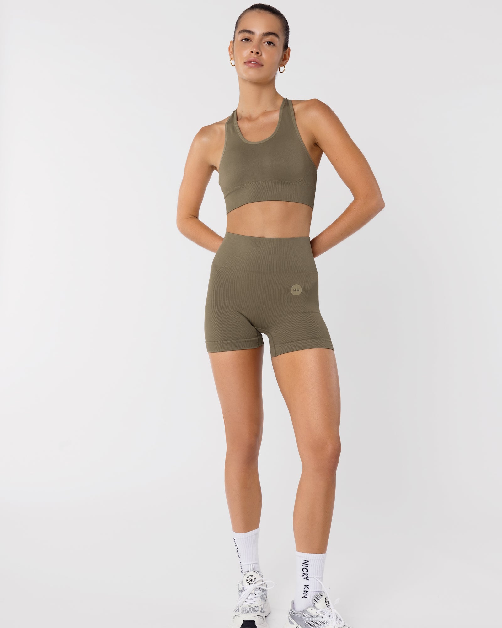 Olive biker shorts online