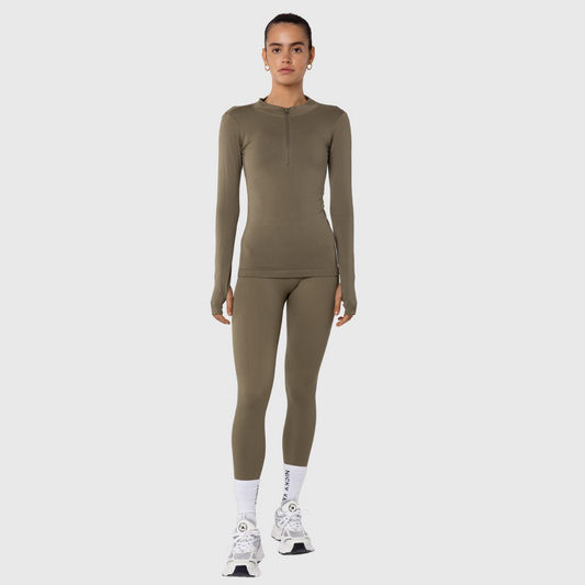 Seamless Long Sleeve Top - Olive Green