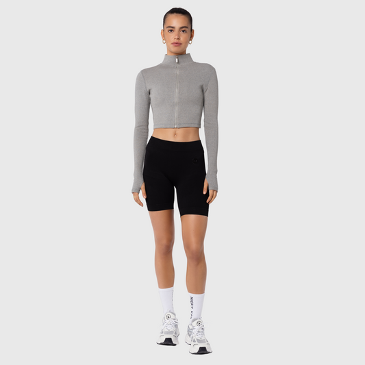 Ariana Long Sleeve Zip Up - Grey